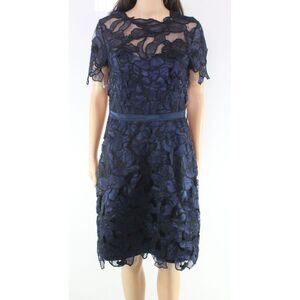 NWT JS COLLECTION Womens Sheath Knee Length Dress Navy Short Sleeve Juniors 2
